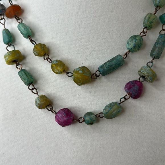 Long Necklace with Jewel Toned Beds - Picture 3 of 5